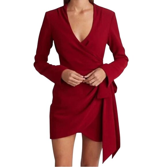 Cinq à Sept Sierra Wrap Minidress in Cranberry NWT - Size 2 - Picture 1 of 10